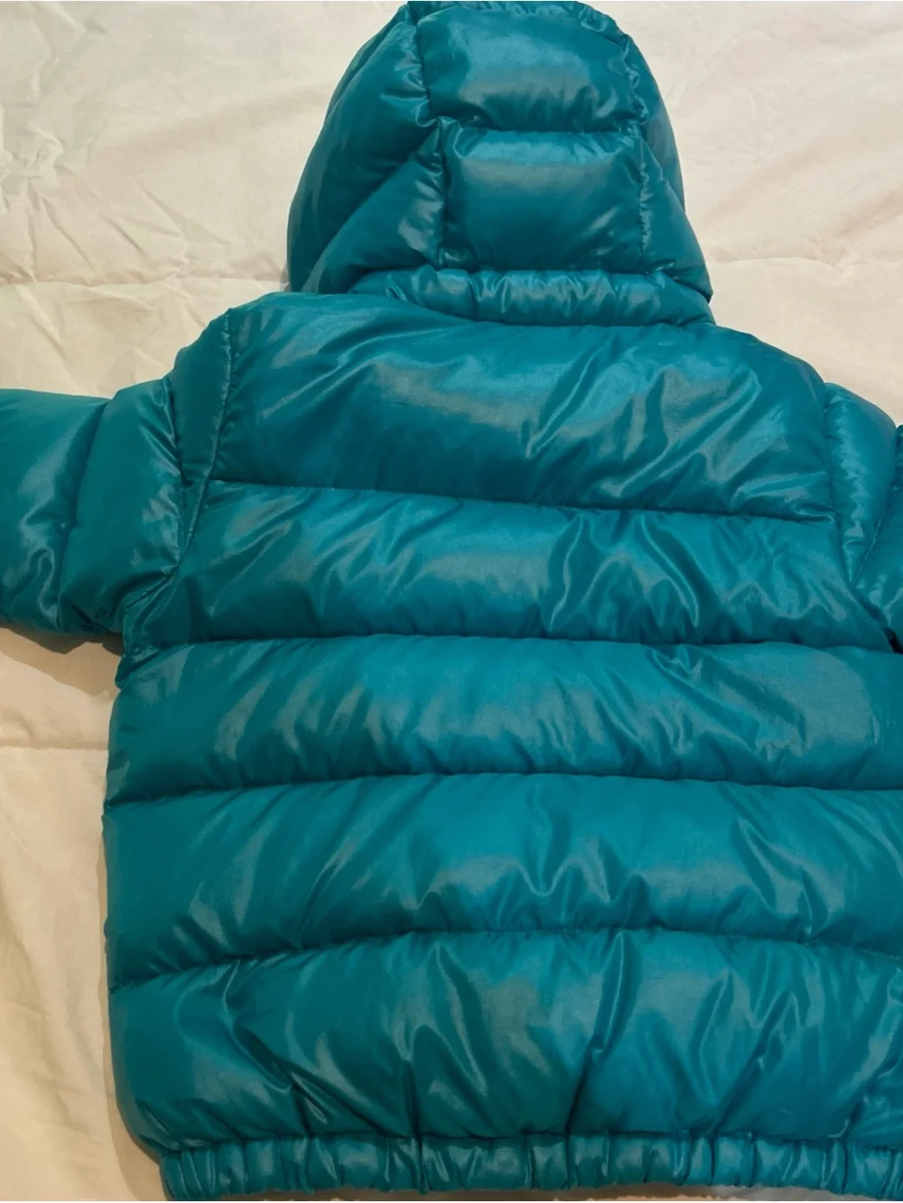 Girls Toddler Sz 2T Patagonia Hi Loft Down Hood Jacket Turquoise Blue Pink